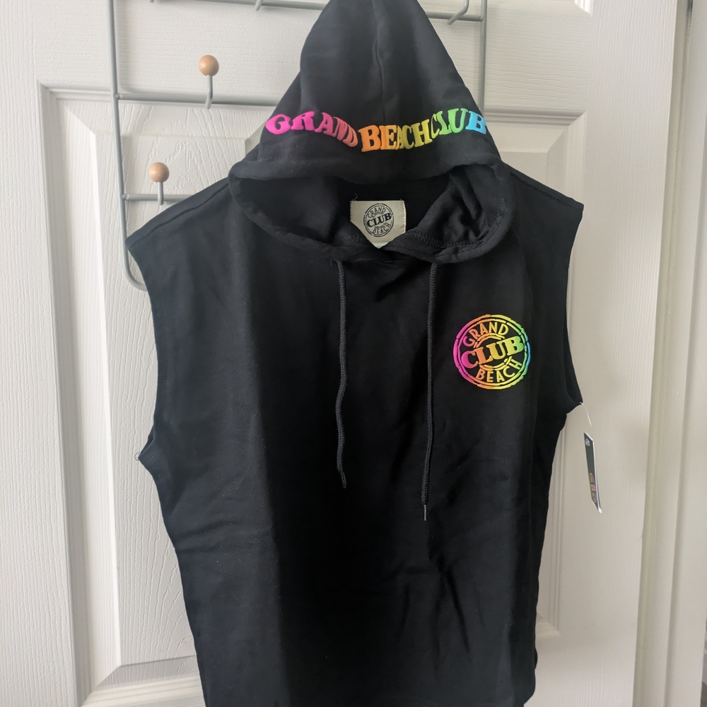 Grand Beach Club Black Sleeveless Hoodie